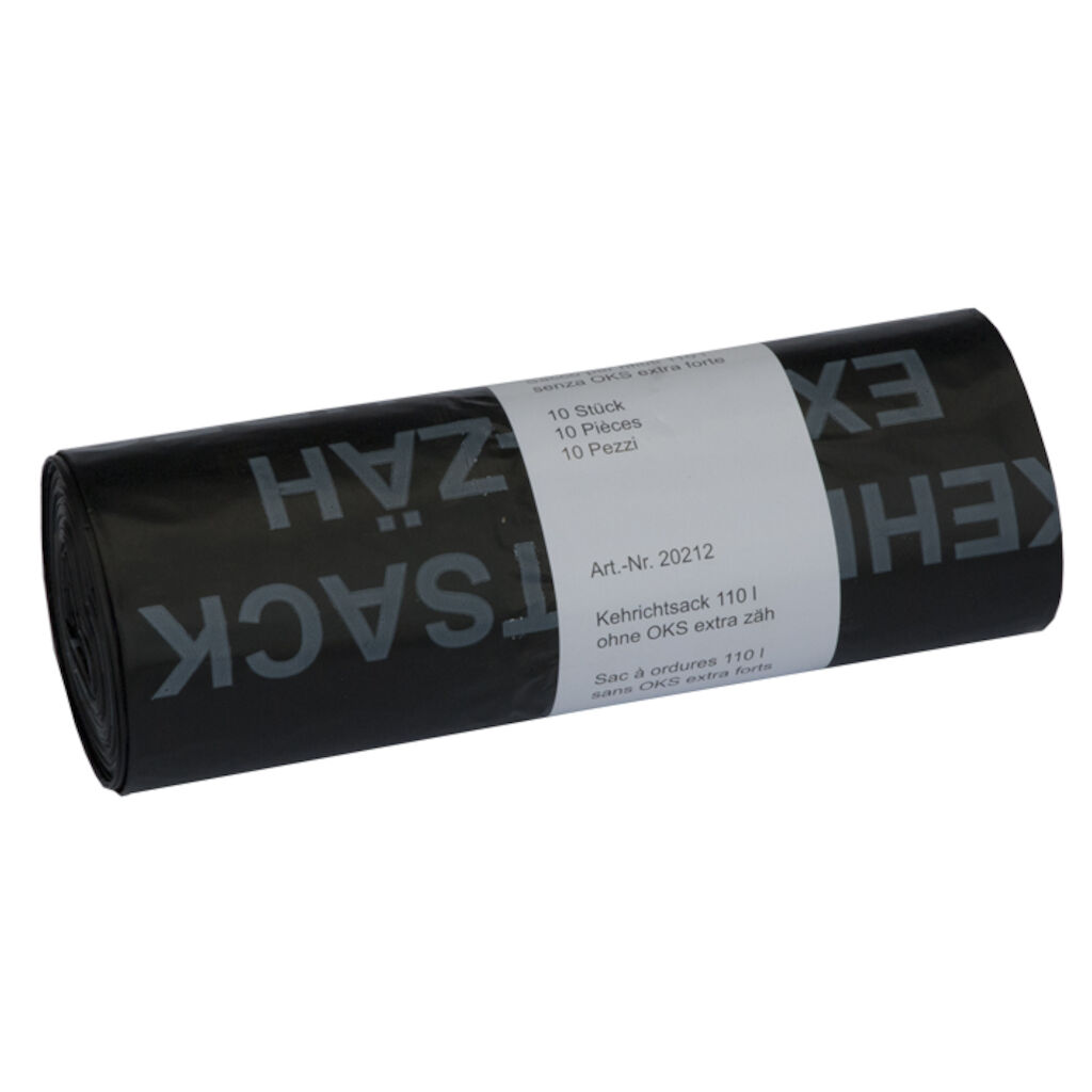 Sacs Poubelle - LDPE 10x10pc - 70 x 110 cm / 110 L / 30 my - Noir - (1 carton = 15 rouleaux x 10 sacs)