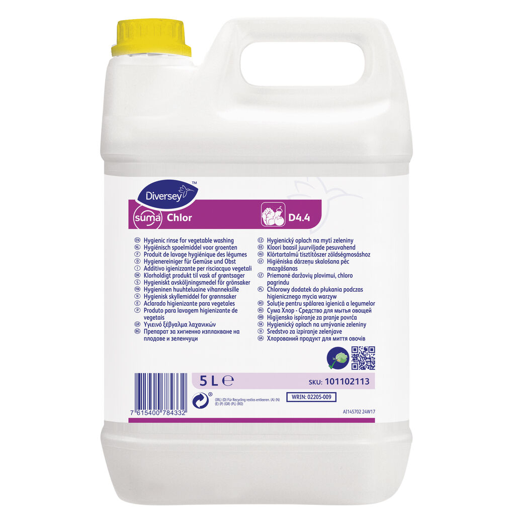 Suma Chlor D4.4 2x5L - Liquide de rinçage hygiénique concentré pour le lavage assainissant des légumes