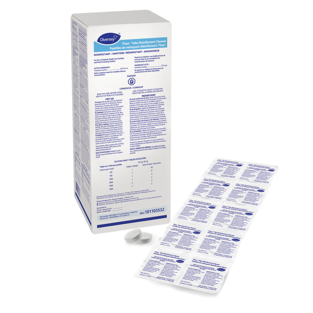Titan(TM) Tabs Disinfectant Cleaner, 100ea, 5/CT