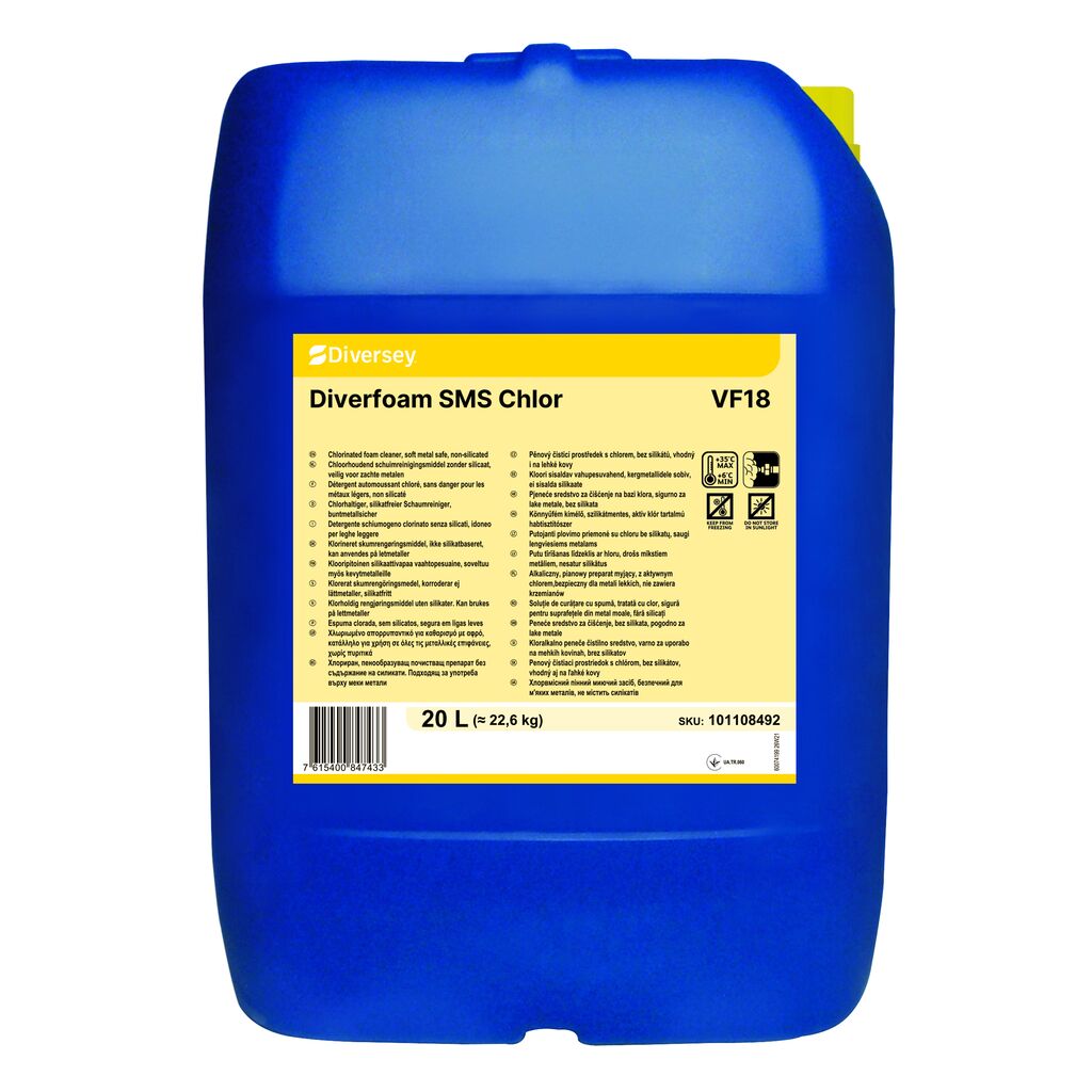 Diverfoam SMS Chlor VF18 20L - Detergente schiumogeno clorinato senza silicati, idoneo per leghe leggere