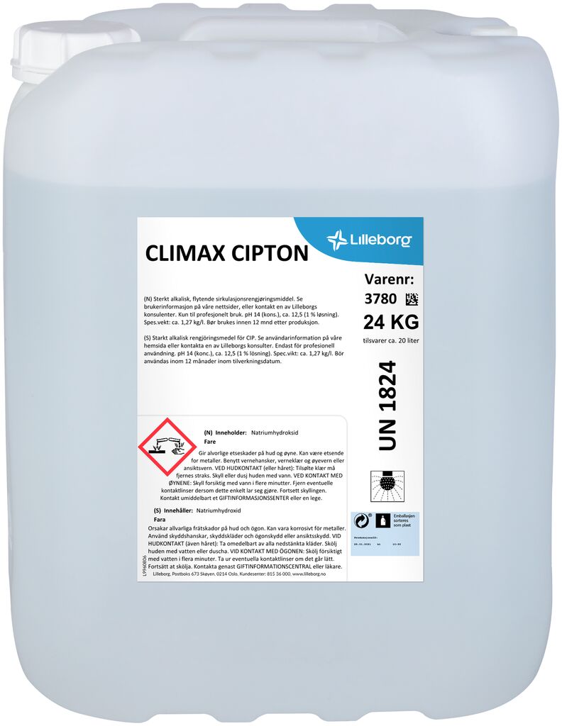 CLIMAX CIPTON 24kg - Sterkt alkalisk 1-faset CIP rengjøringsmiddel