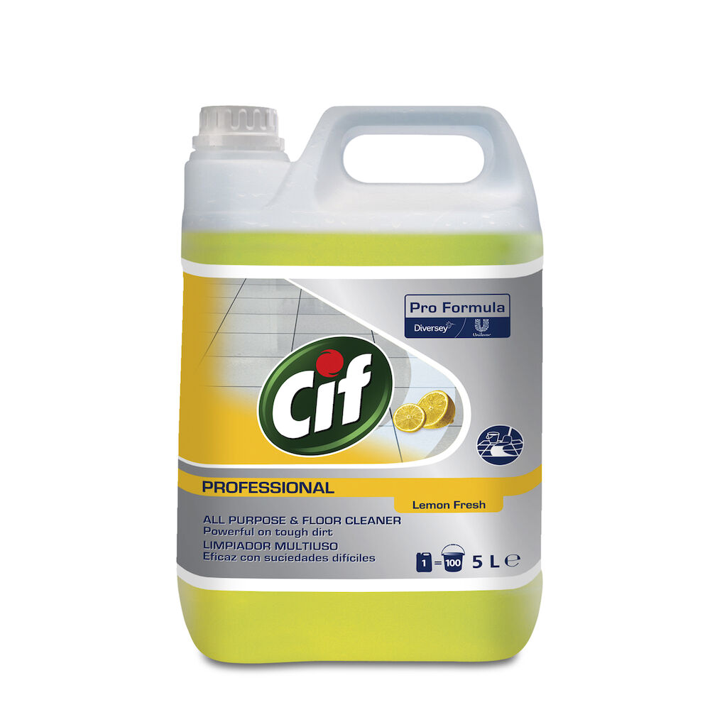 Cif Pro Formula Limpiador General Limón 2x5L - Limpiador general con fragancia a limón