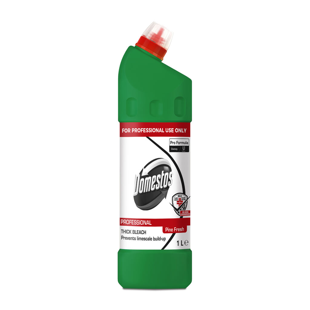 Domestos Pro Formula Detergent Lichid Dezinfectant Zilnic Pine Fresh 12x1L - Înălbitor dezinfectant cu protecție împotriva depunerilor de calcar de 3 ori mai îndelungată*