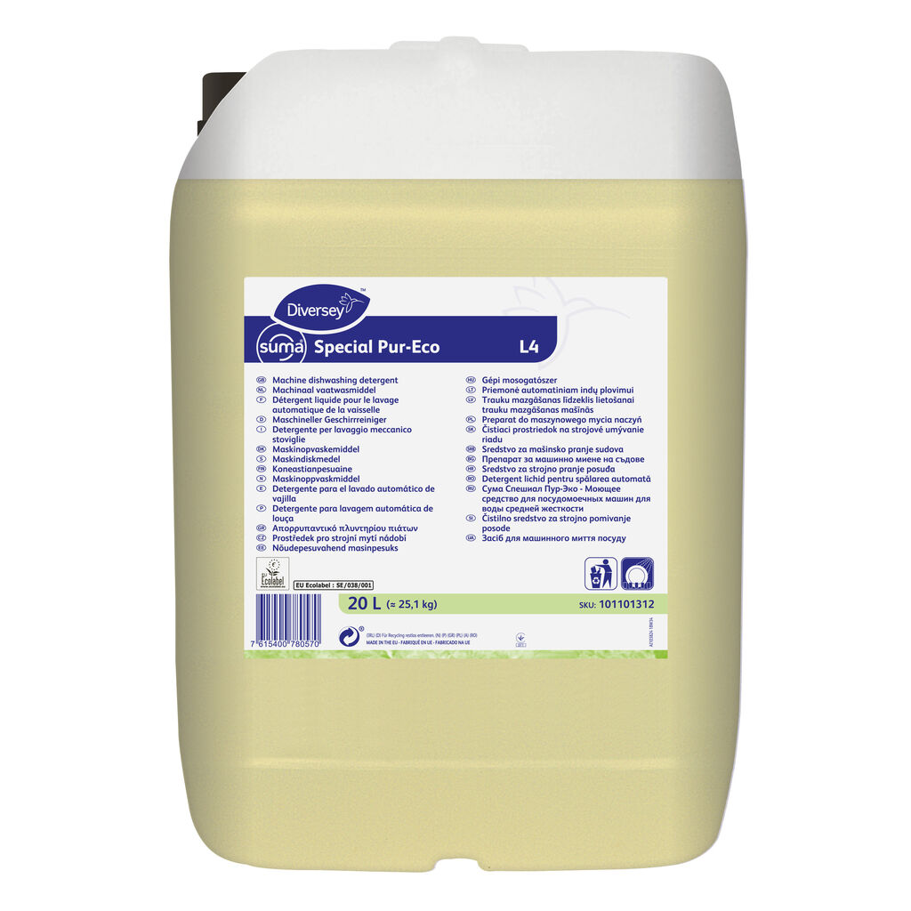 Suma Special Pur-Eco L4 20L - Détergent pour le lavage automatique de la vaisselle en eau dure à mi-dure