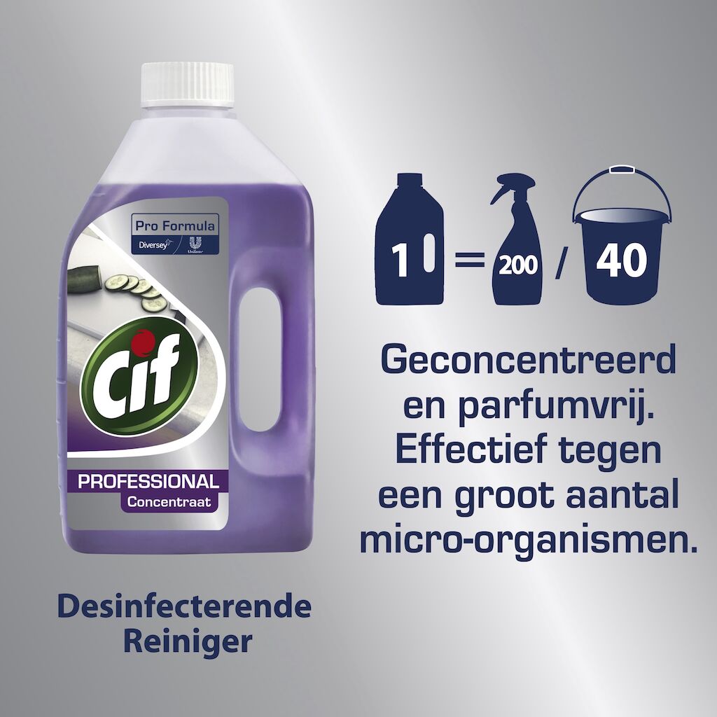 Cif Pro Formula 2in1 Desinfecterende Keukenreiniger 6x2L - Gecombineerde reiniger ontsmettingsmiddel