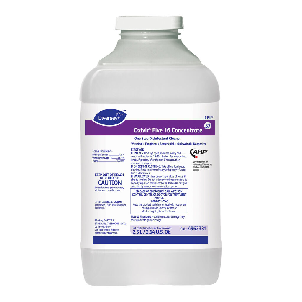 Oxivir® Five 16 Concentrate, 2.5L, J-Fill® / QuattroSelect®, 2/CT - ONE STEP DISINFECTANT CLEANER