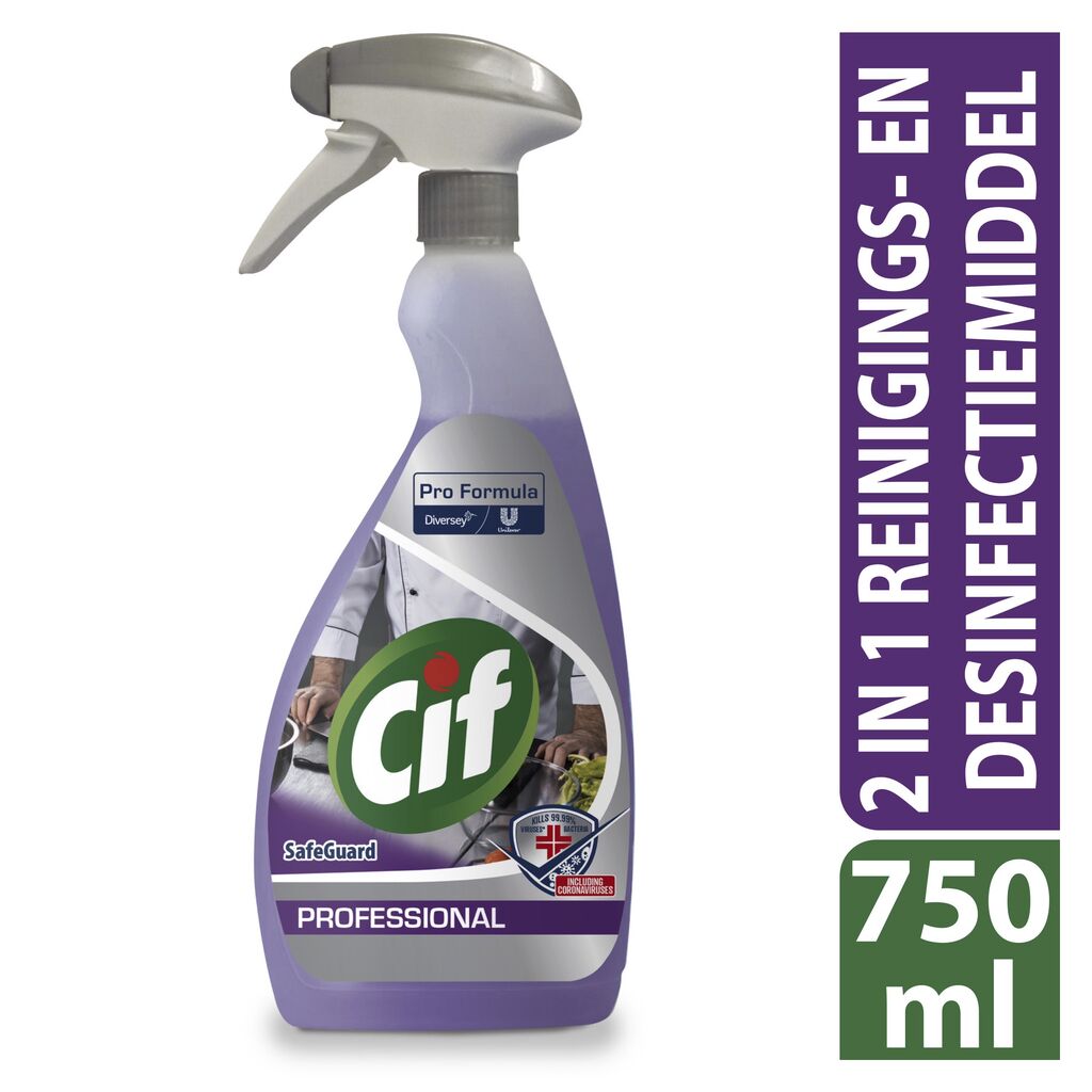 Cif Pro Formula Safeguard 2in1 Cleaner Disinfectant 6x0.75L - Gecombineerd reinigingsmiddel dat bacteriën en omhulde virussen (inclusief coronavirussen) doodt