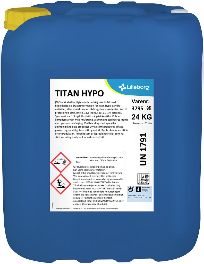 TITAN HYPO 24kg - Hypoklorittholdig desinfeksjonsmiddel