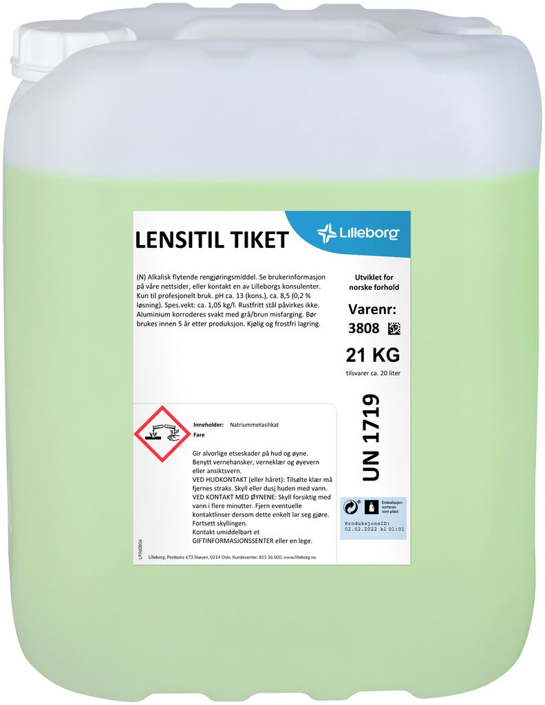 LENSITIL TIKET 21kg - Sterkt alkalisk skumrengjøringsmiddel for fjerning av sot