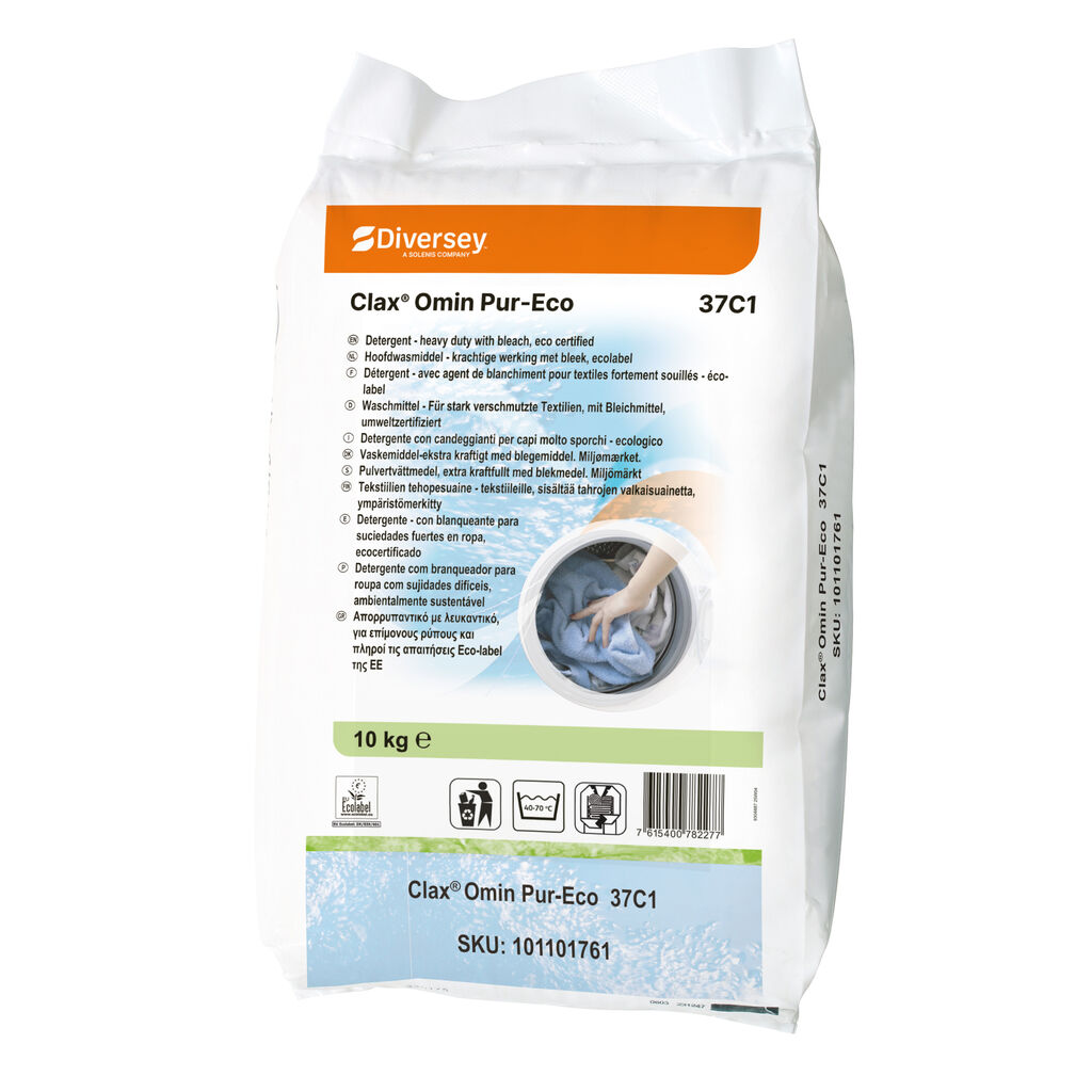 Clax Omin Pur-Eco 37C1 10kg - Detergente en polvo con blanqueante, certificado ecológico y sin fosfatos