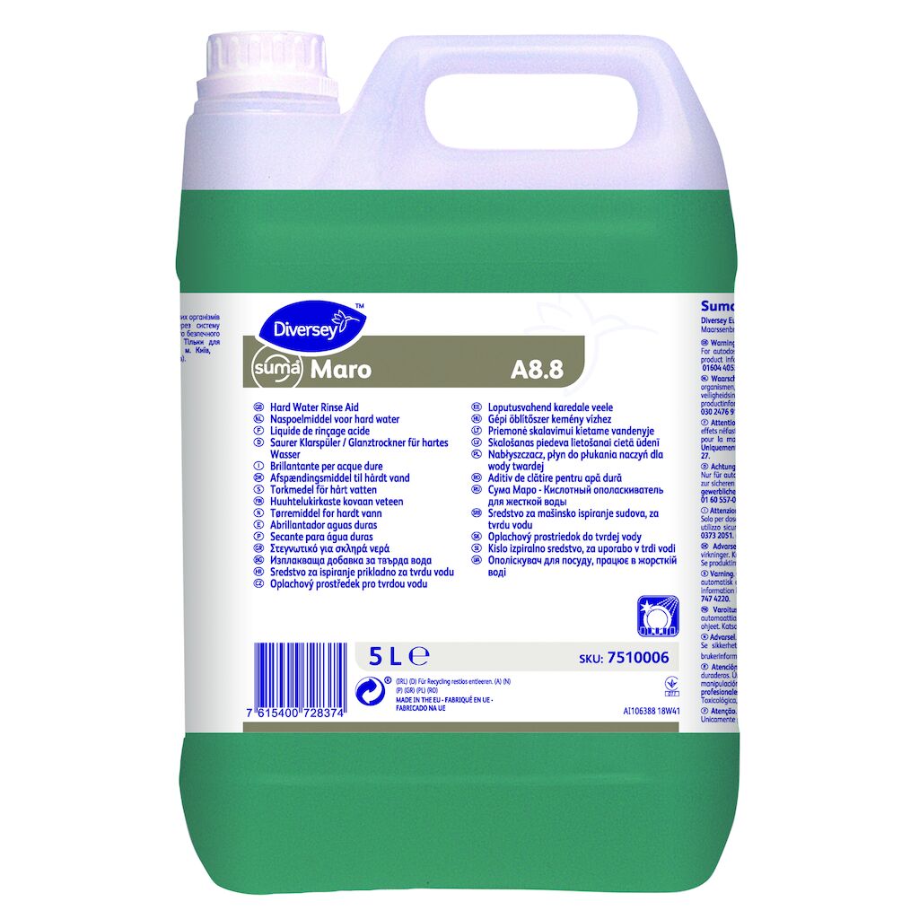 Suma Maro A8.8 2x5L - Liquid acidic rinse aid | Solenis Products