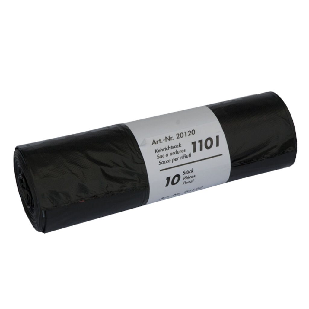 Sacs Poubelle - HDPE 10pc - 70 x 110 cm / 110 L / 21 my - Noir - (1 carton = 20 rouleaux x 10 pcs)
