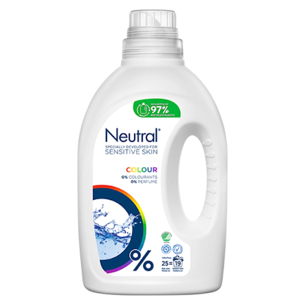 Neutral Flytande Tvättmedel Color 5x1.95L - Flytande kulörtvättmedel utan parfym för känslig hud