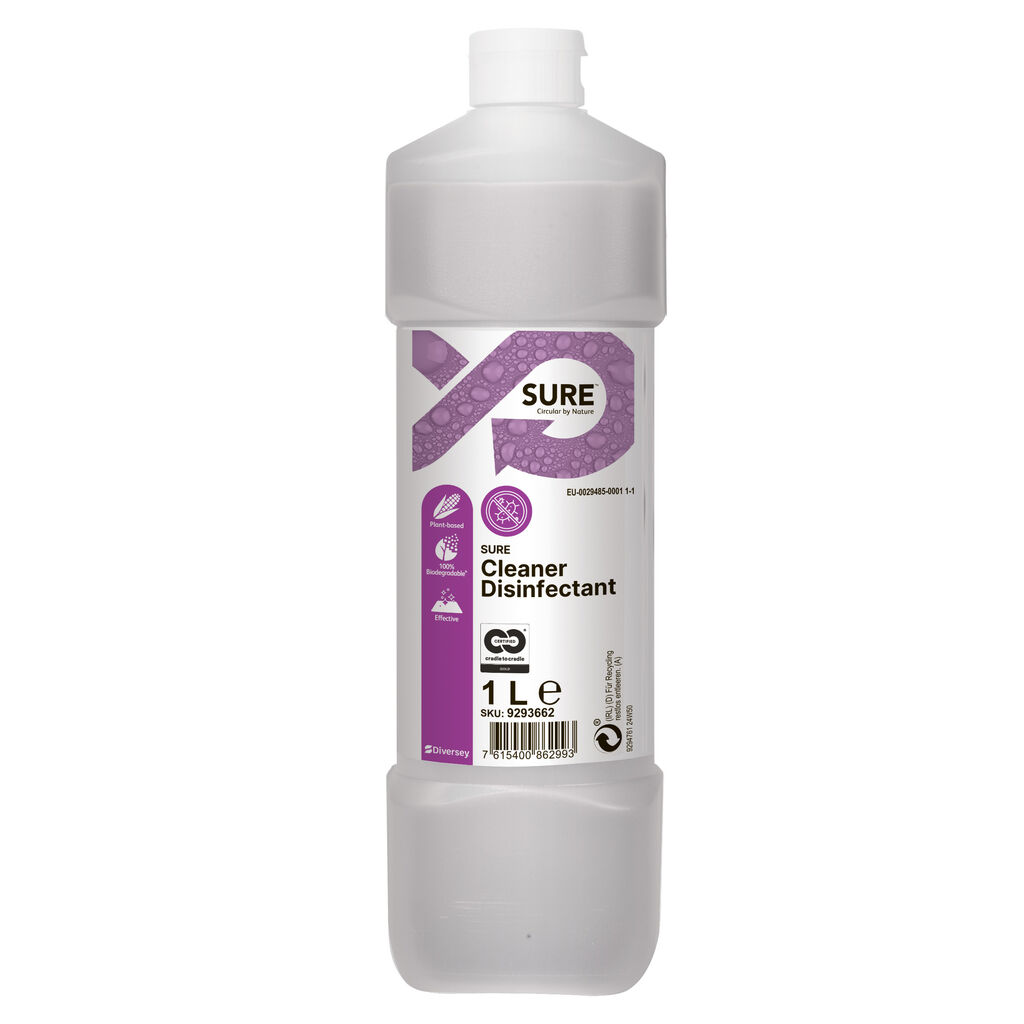 SURE Cleaner Disinfectant 6x1L - Koncentreret rengørings- og desinfektionsmiddel, BPR godkendt