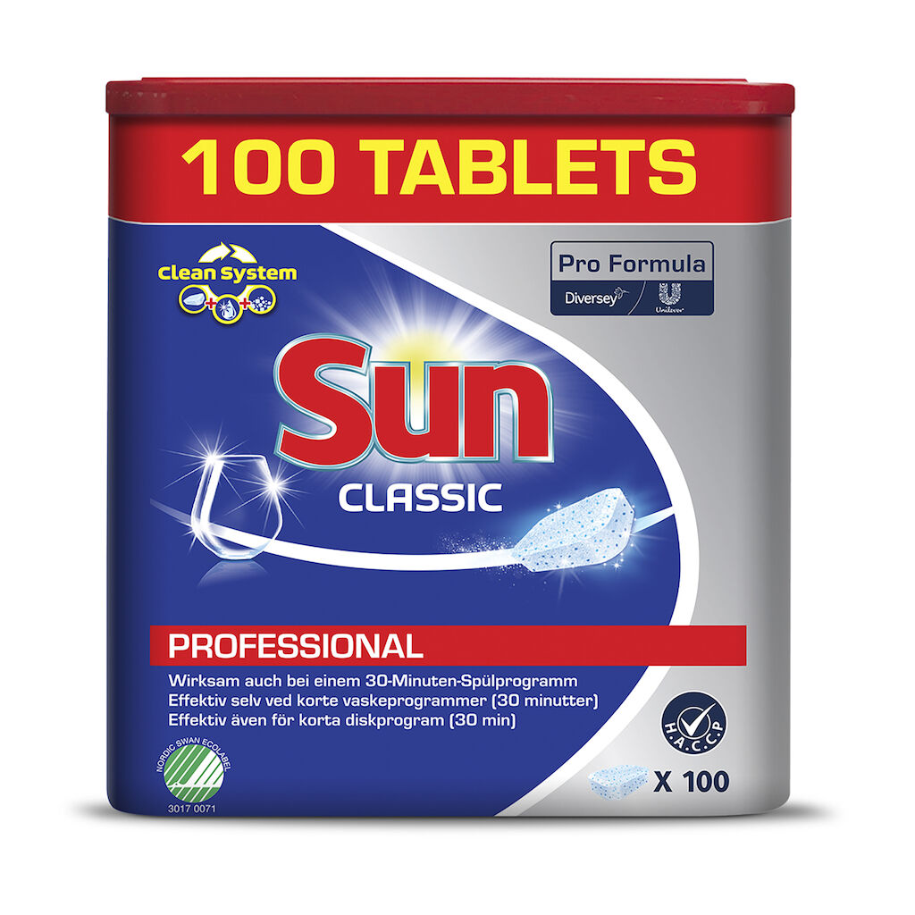 Sun Pro Formula Classic Tabs 100x100st - Maskindisktabletter, lämpliga för hushållsdiskmaskiner.