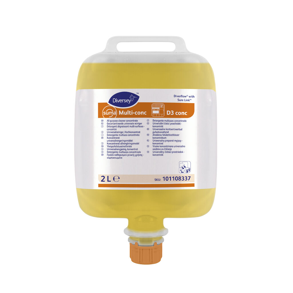 Suma Multi-conc D3 3x2L - Ultratiivistetty yleispuhdistusaine Diverflow-käyttöliuosjärjestelmään