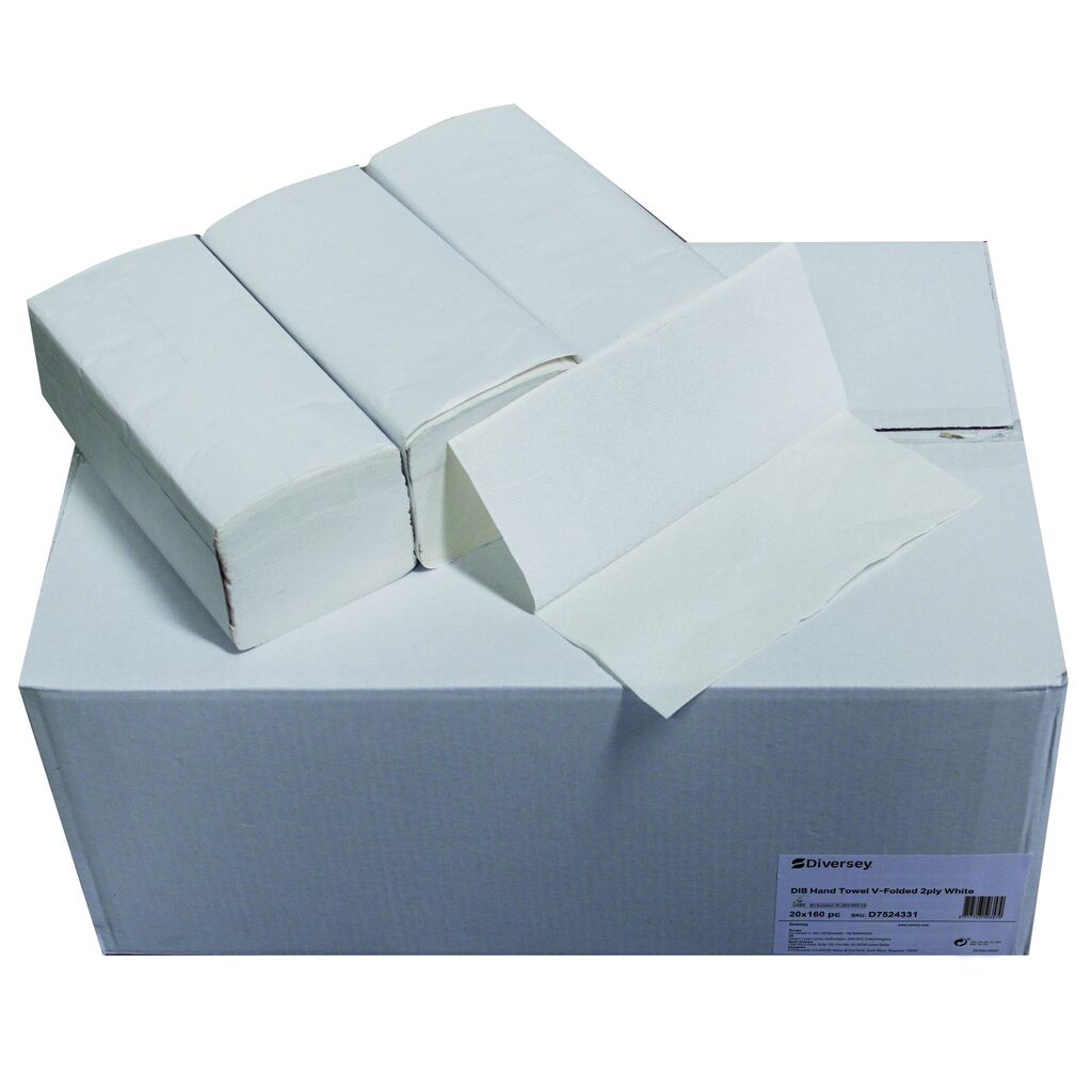 DIB Vouwhanddoeken 20x160st - Wit - z-gevouwen (2 laags)