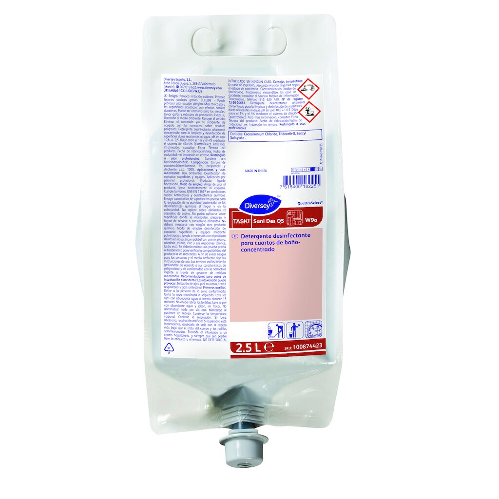 TASKI Sani Des QS 2x2.5L - Detergente & desinfectante para baños en QuattroSelect®