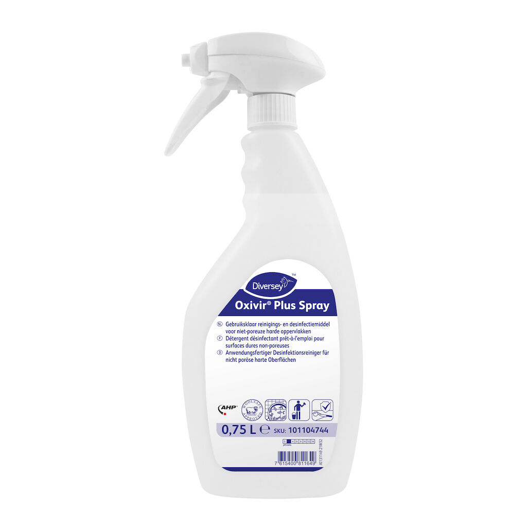 Oxivir Plus Spray 6x0.75L - Détergent et désinfectant pour les surfaces dures non poreuses