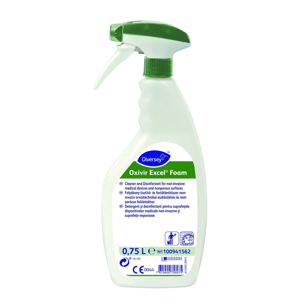 Oxivir Excel Foam 6x0.75L - Cleaner & disinfectant for non-invasive medical devices and nonporous surfaces