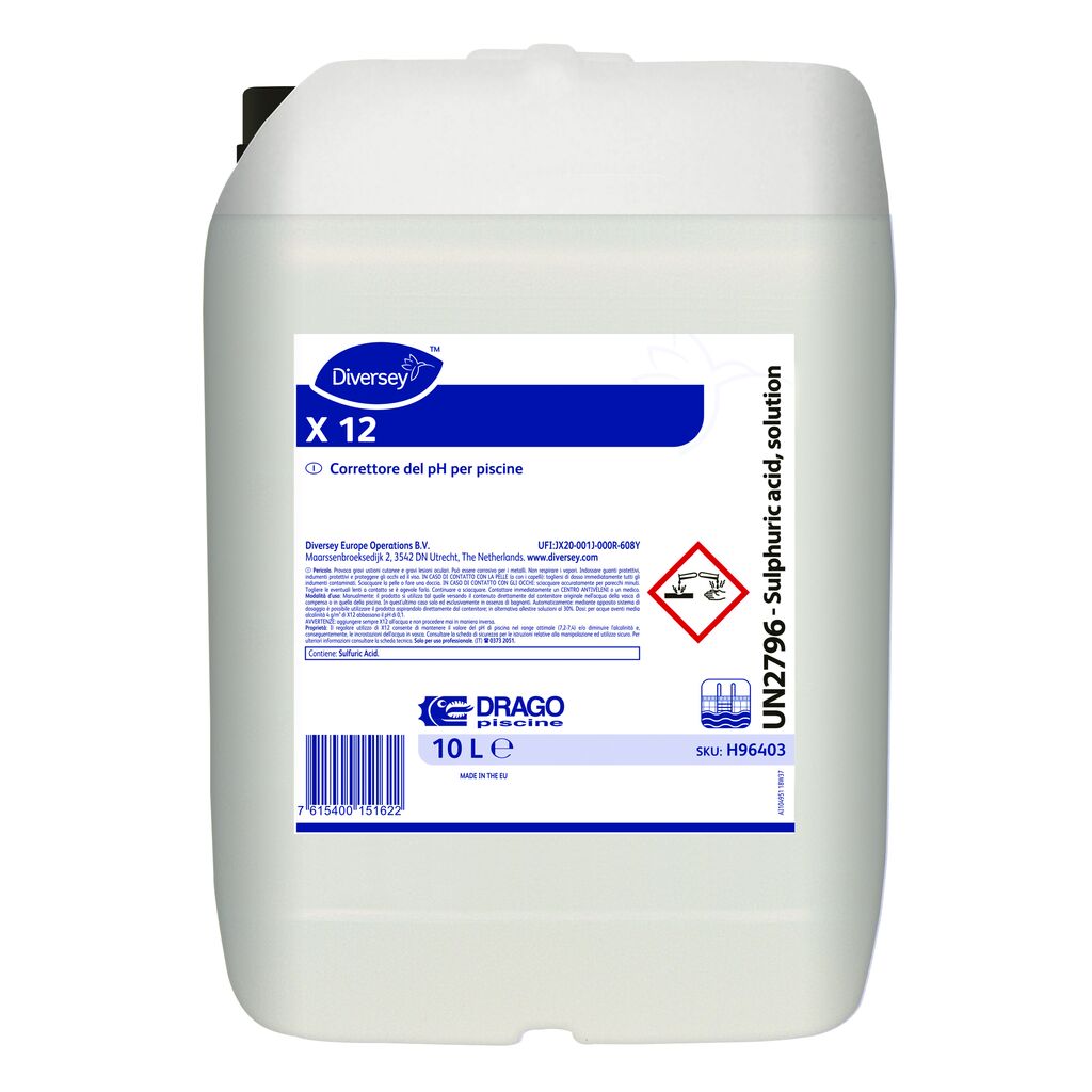 X 12 10L - Correttore acido del pH per acque di piscina