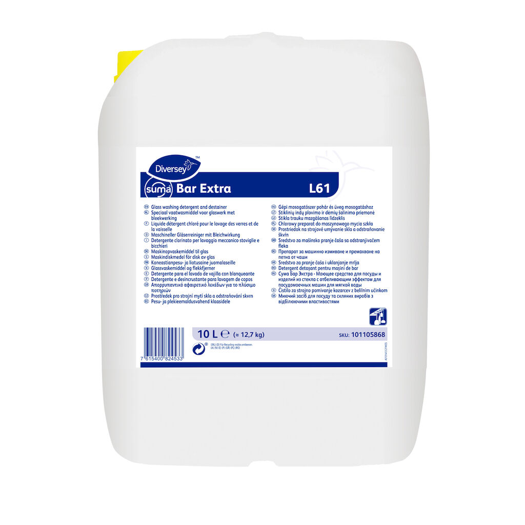 Suma Bar Extra L61 10L - Detergente liquido per lavaggio meccanico stoviglie e bicchieri per acque dolci