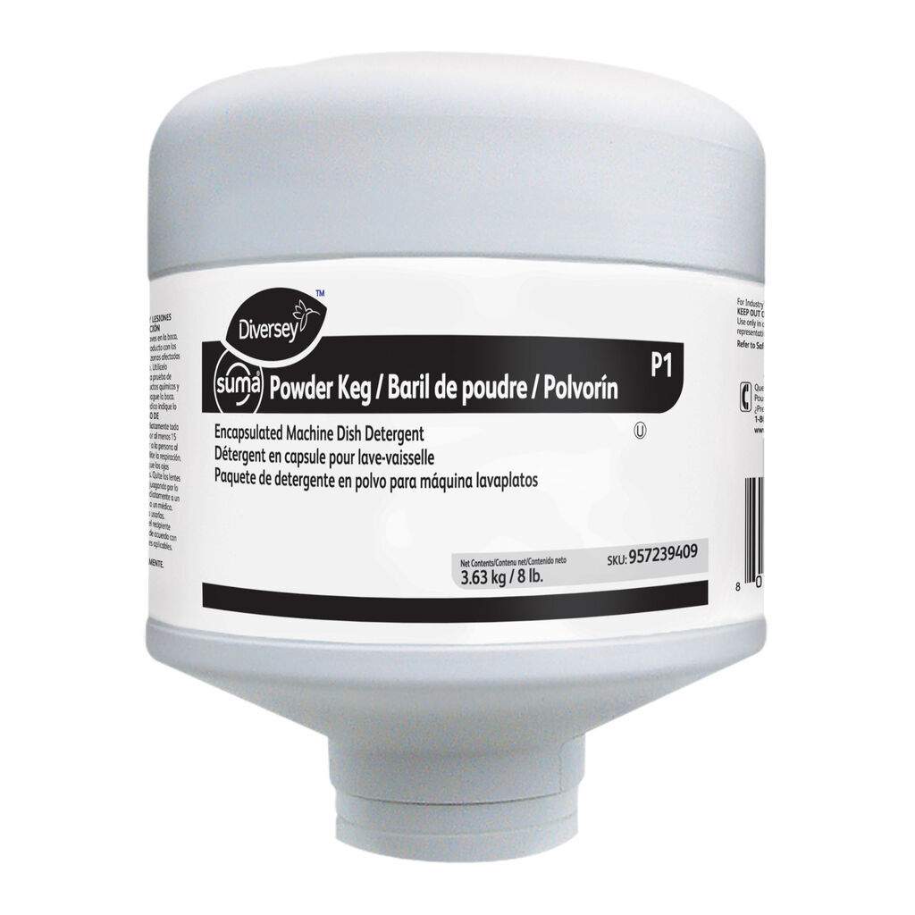 Suma® Powder Keg P1, 8lb, 4/CT - Encapsulated Machine Dish Detergent