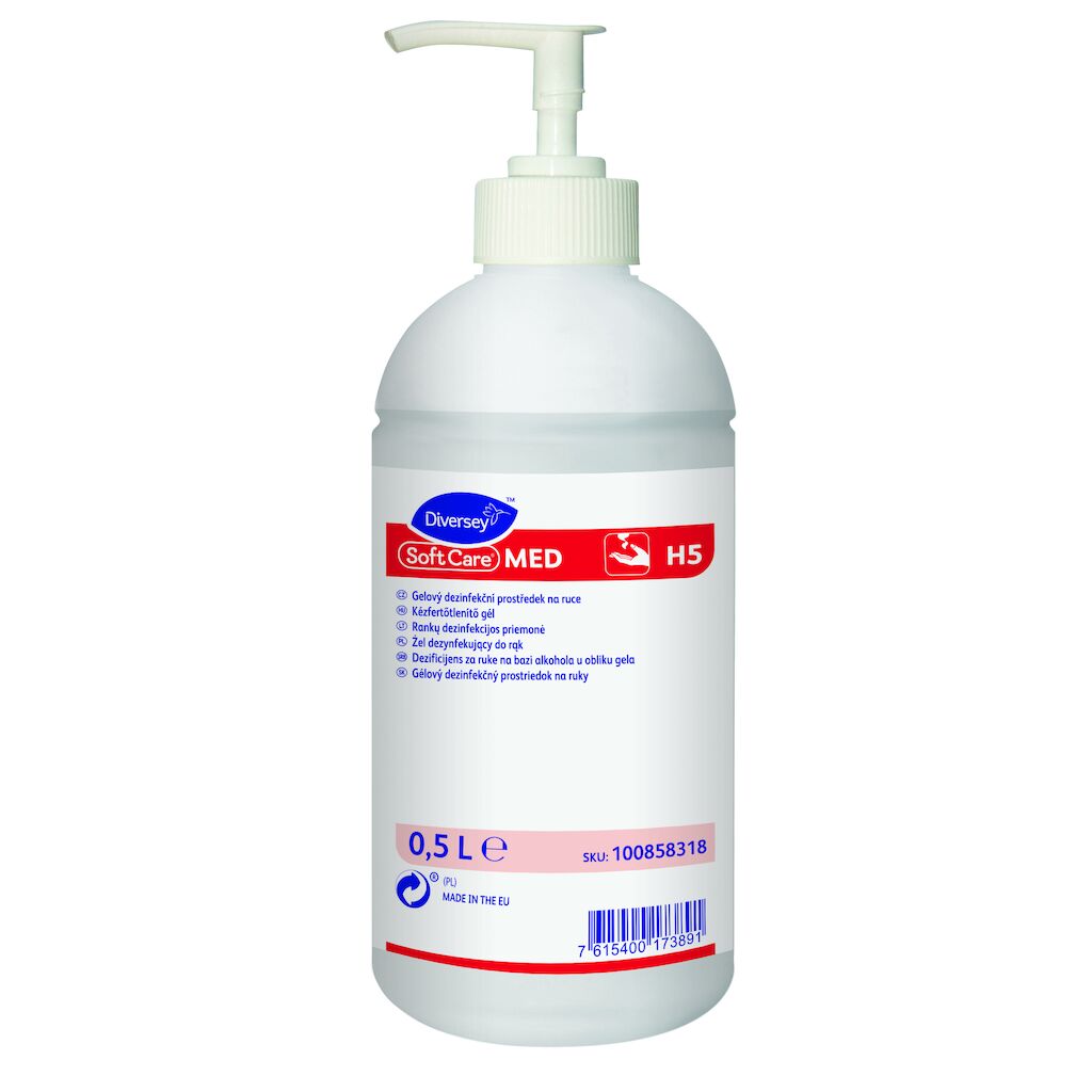 Soft Care MED H5 6x0.5L - alkoholowy preparat w postaci żelu do higienicznej i chirurgicznej dezynfekcji rąk
