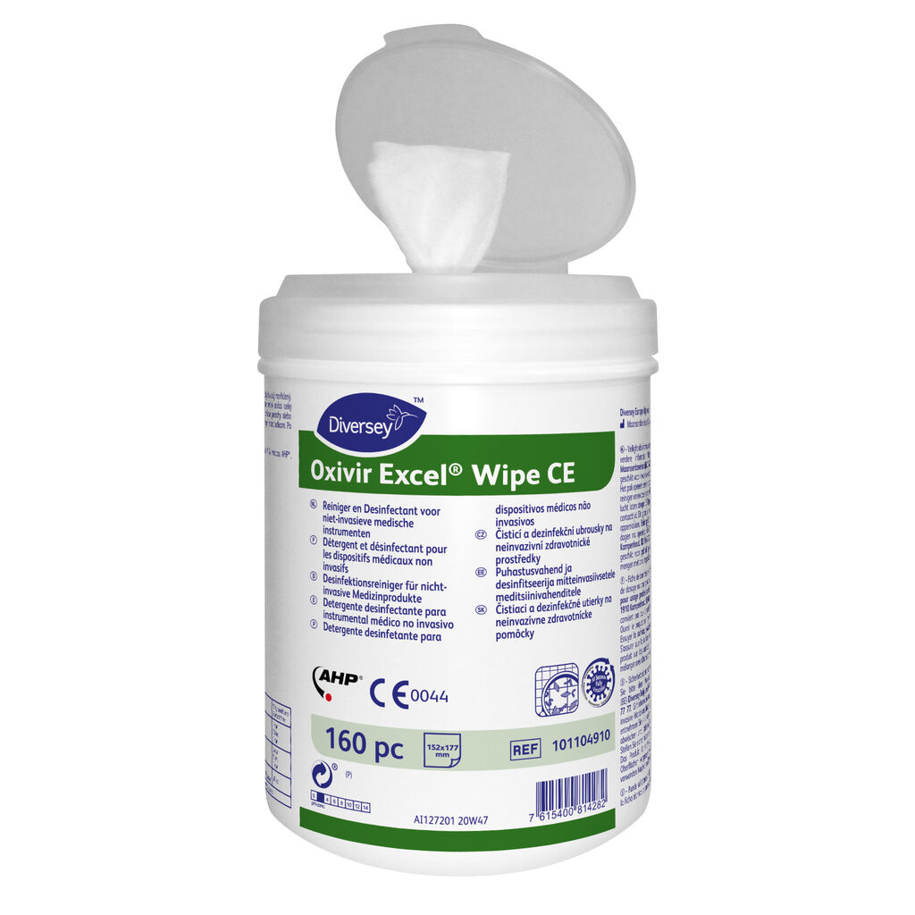 Oxivir Excel Wipe CE 6x160pc - 15 x 17 cm - Čisticí a dezinfekční ubrousky na neinvazivní zdravotnické prostředky
