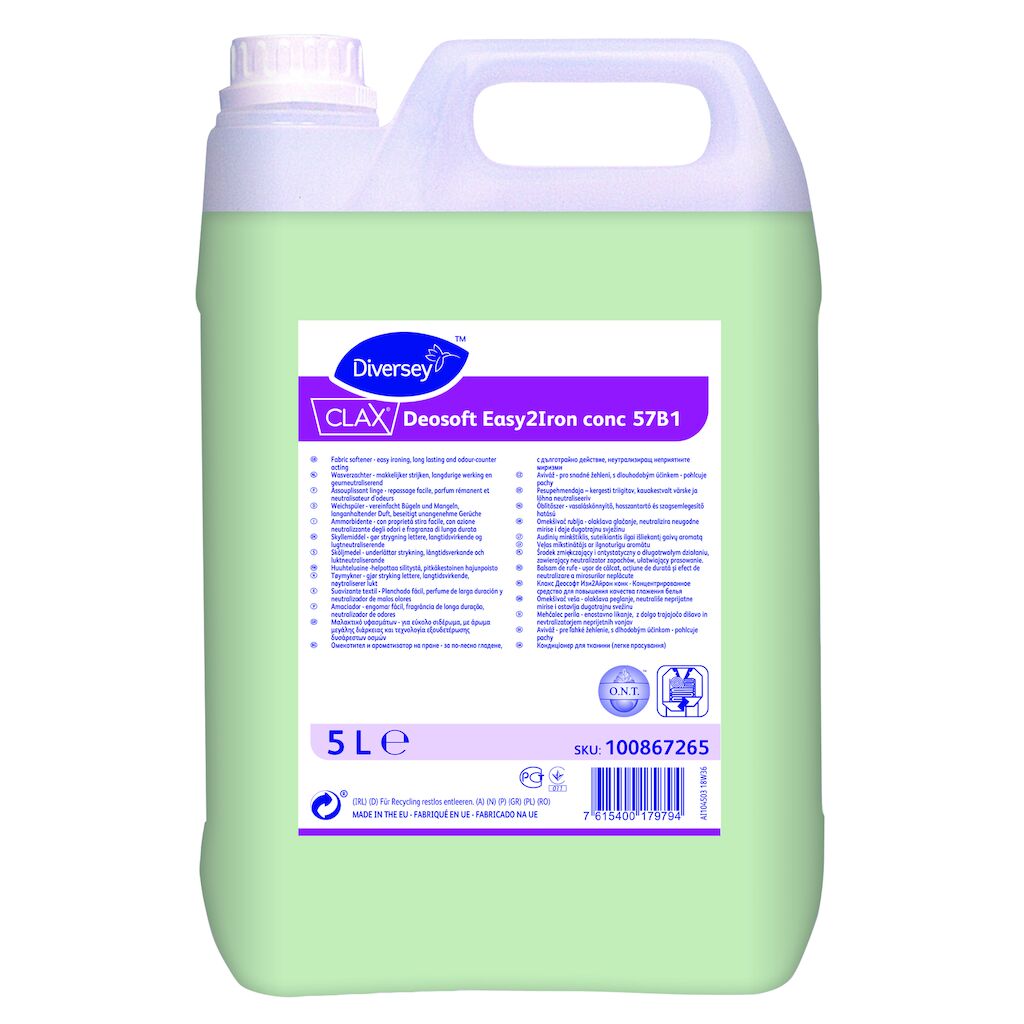 Clax Deosoft Easy2Iron conc 57B1 2x5L - Μαλακτικό υφασμάτων - εύκολο σιδέρωμα, άρωμα μακράς διάρκειας με τεχνολογία εξουδετέρωσης οσμών