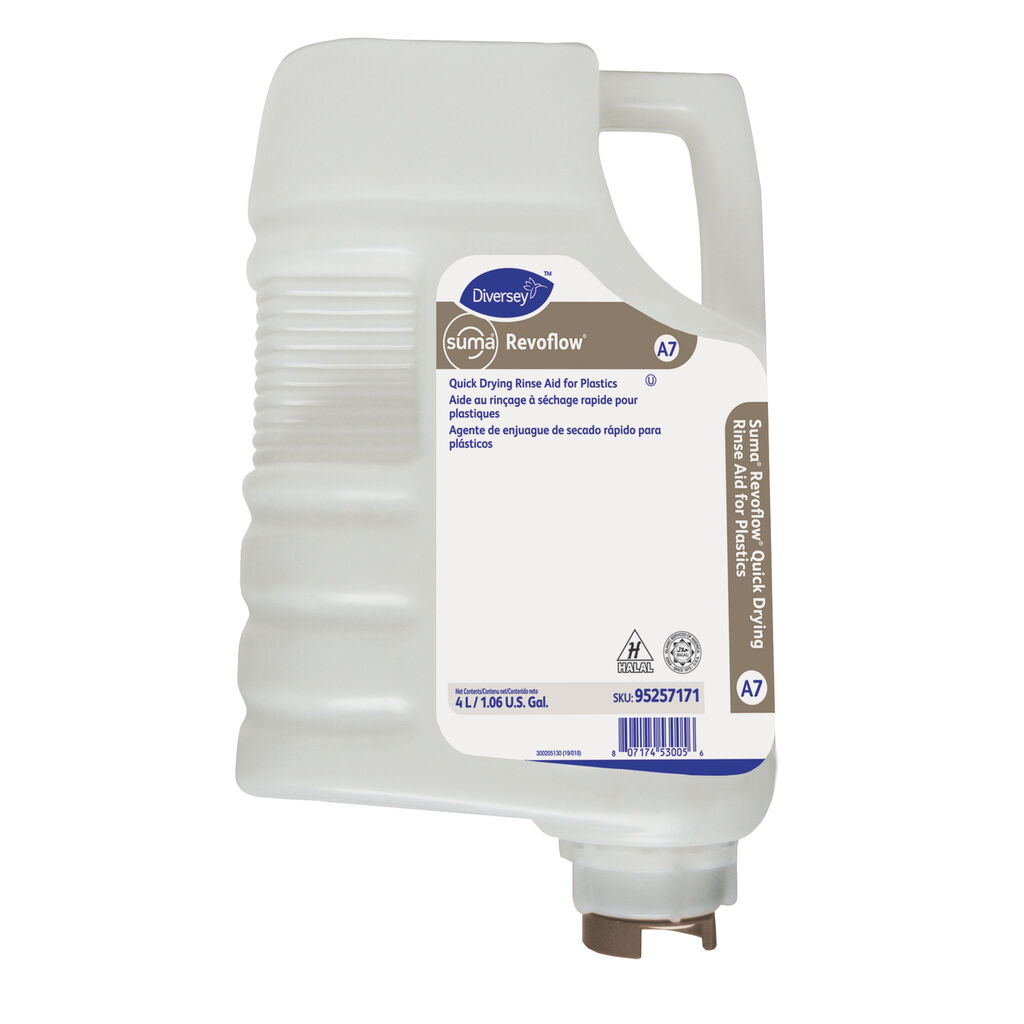 Suma® Revoflow® Quick Drying Rinse Aid A7 A7, 4L, 2/CT - Quick Drying Rinse Aid for Plastics