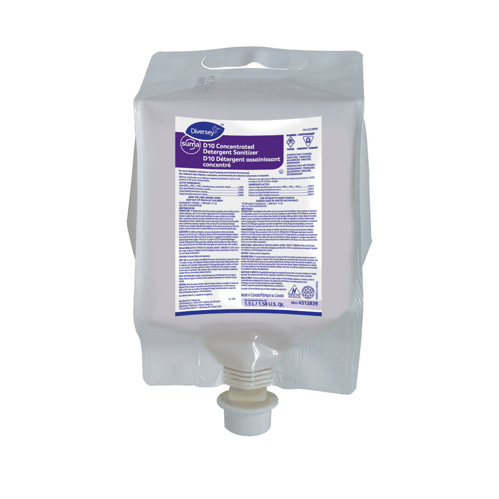 Suma® D10 Concentrated Detergent Sanitizer D10, 1.5L, 4/CT