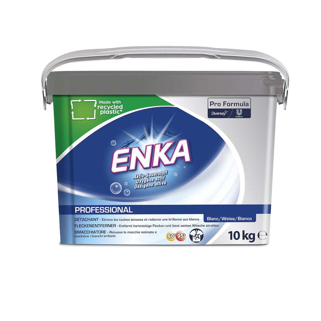 Enka Pro Formula Blanc 10kg - Détachant et blanchissant pour les tissus blancs, utilisable à partir de 60°C.