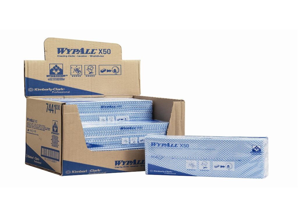 KC Wypall X50 6x50Stk. - Blau - Wischtücher - gefaltet, farbkodiert, textilähnliches Material, saugstark, gute Nassreißfestigkeit, 53 g /m², Tuchgröße: 41,6 x 24,5 cm
