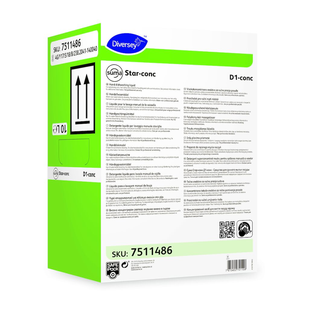 Suma Star-conc D1-conc 10L - Detergente altamente concentrado para el lavado manual de vajilla