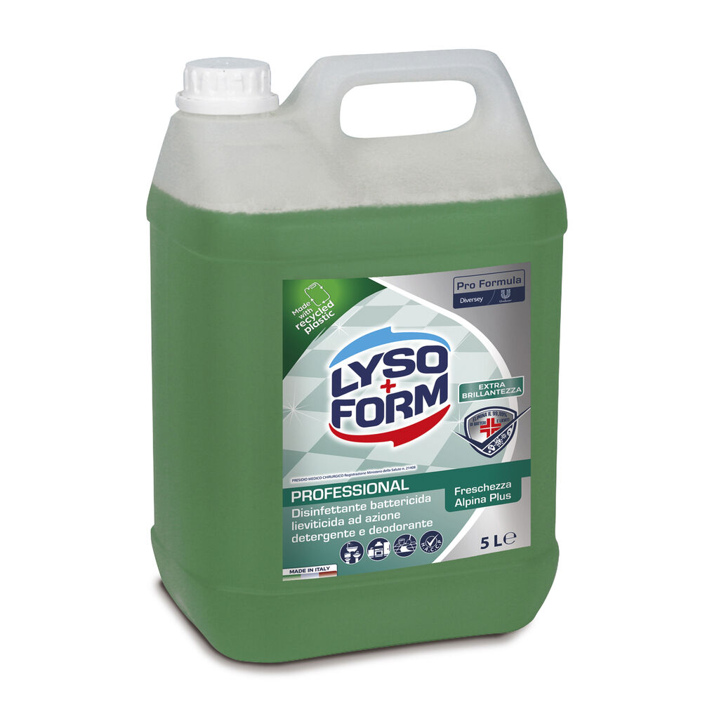 Lysoform Professionale Freschezza Alpina Plus 2x5L - Disinfettante battericida lieviticida ad azione detergente e deodorante