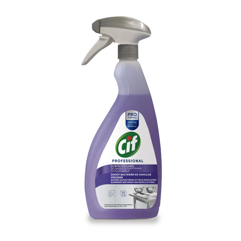Cif SurfaceGuard Professional 6x0.75L - Gecombineerd reinigingsmiddel dat bacteriën en omhulde virussen (inclusief coronavirussen) doodt