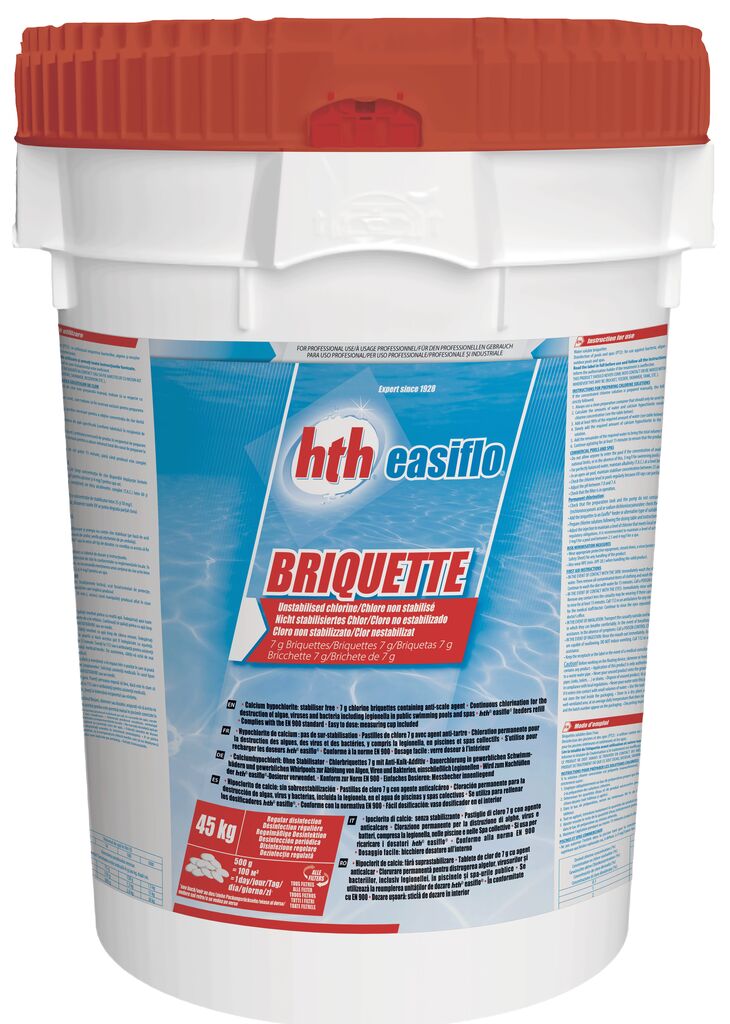 HTH EASIFLO BRIQUETTES 45kg - BRIQUETTE®Chlore non stabiliséBriquettes 7 g