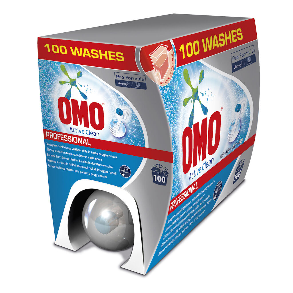 Omo Professional Active Clean 7.5L - Koncentreret, flydende enzym-baseret vaskemiddel der effektivt fjerner proteinbaserede pletter - 100 washes