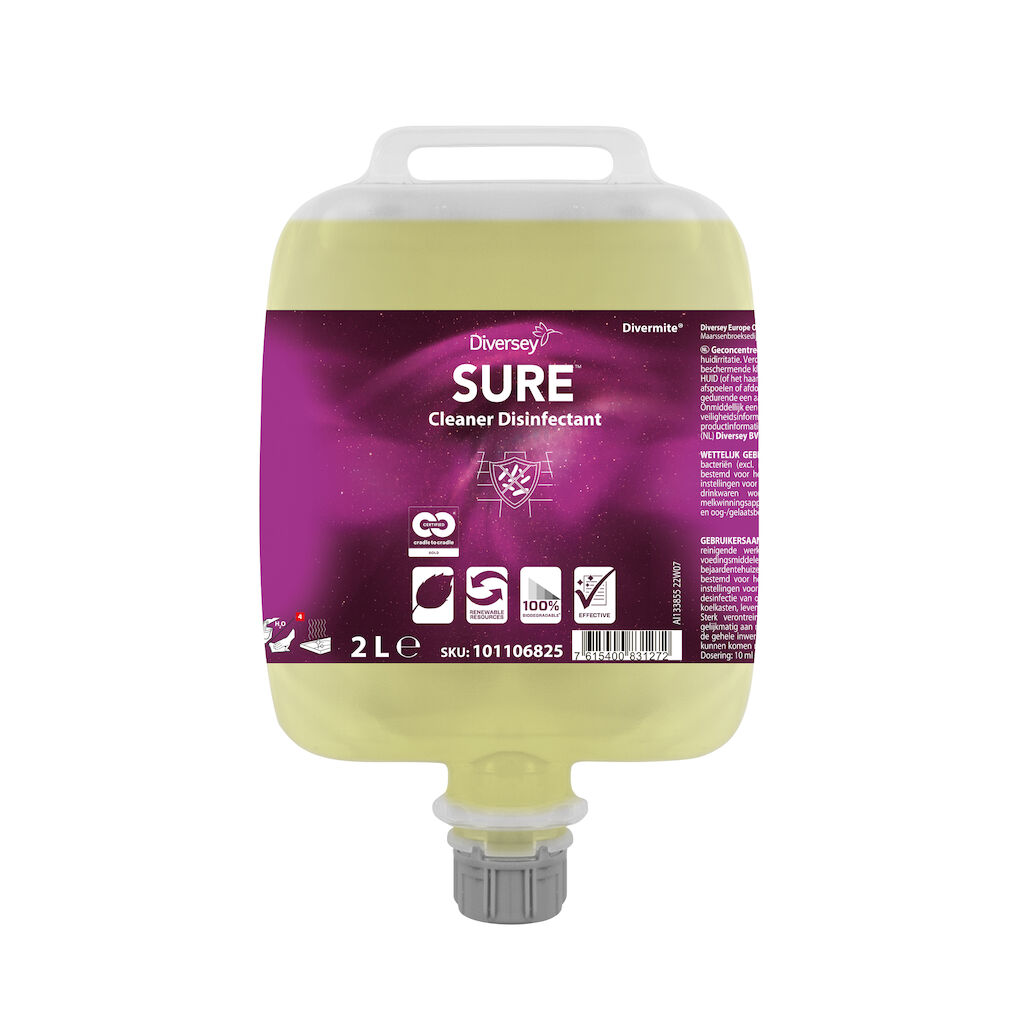 SURE Cleaner Disinfectant DVM 3x2L - Geconcentreerde reiniger en desinfectant in Divermite pouch
