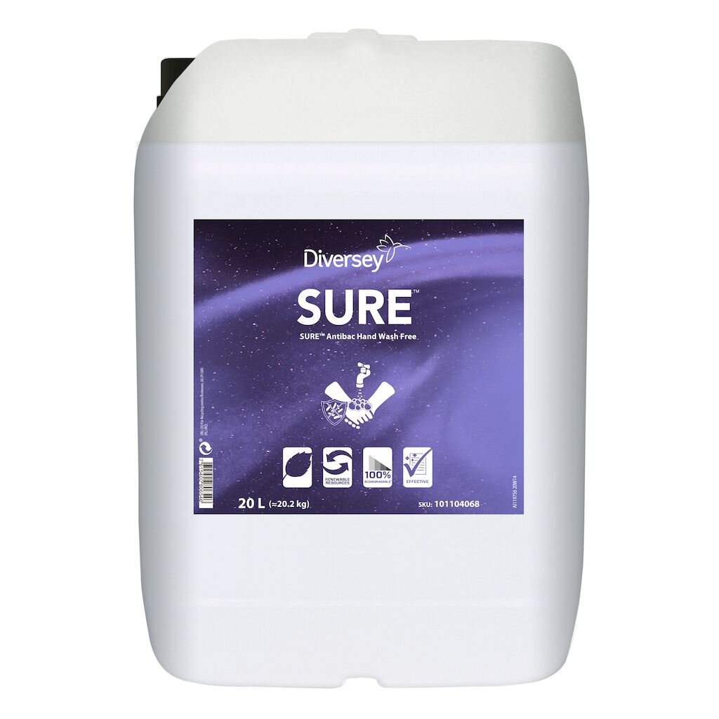 SURE Antibac Hand Wash Free 20L - Savon désinfectant sans parfum ni colorant