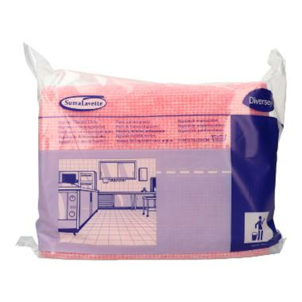 Suma Lavette Hygiënedoek 6x25st - 51 x 36 cm - Rood - Professionele en hygiënische reinigingsdoek