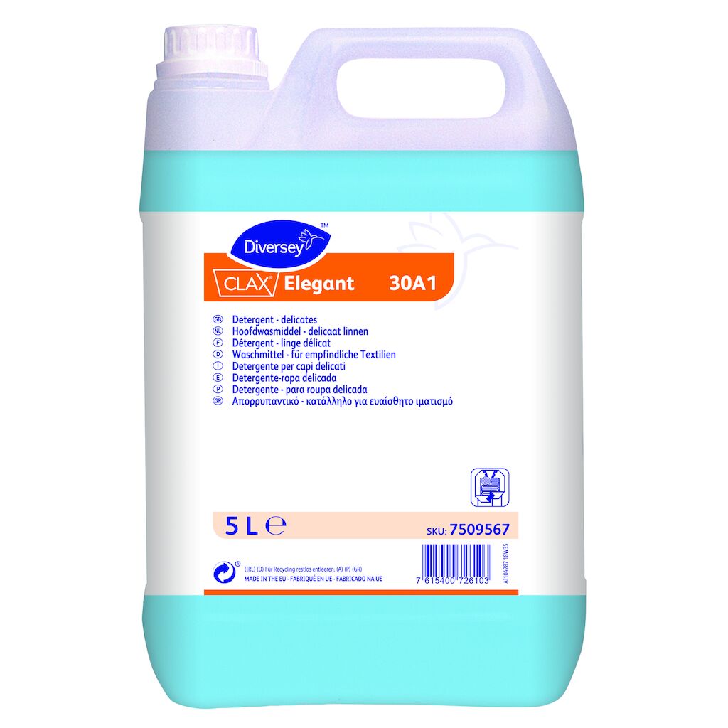 Clax Elegant 30A1 2x5L - Detergente liquido enzimatico per il lavaggio di tessuti delicati
