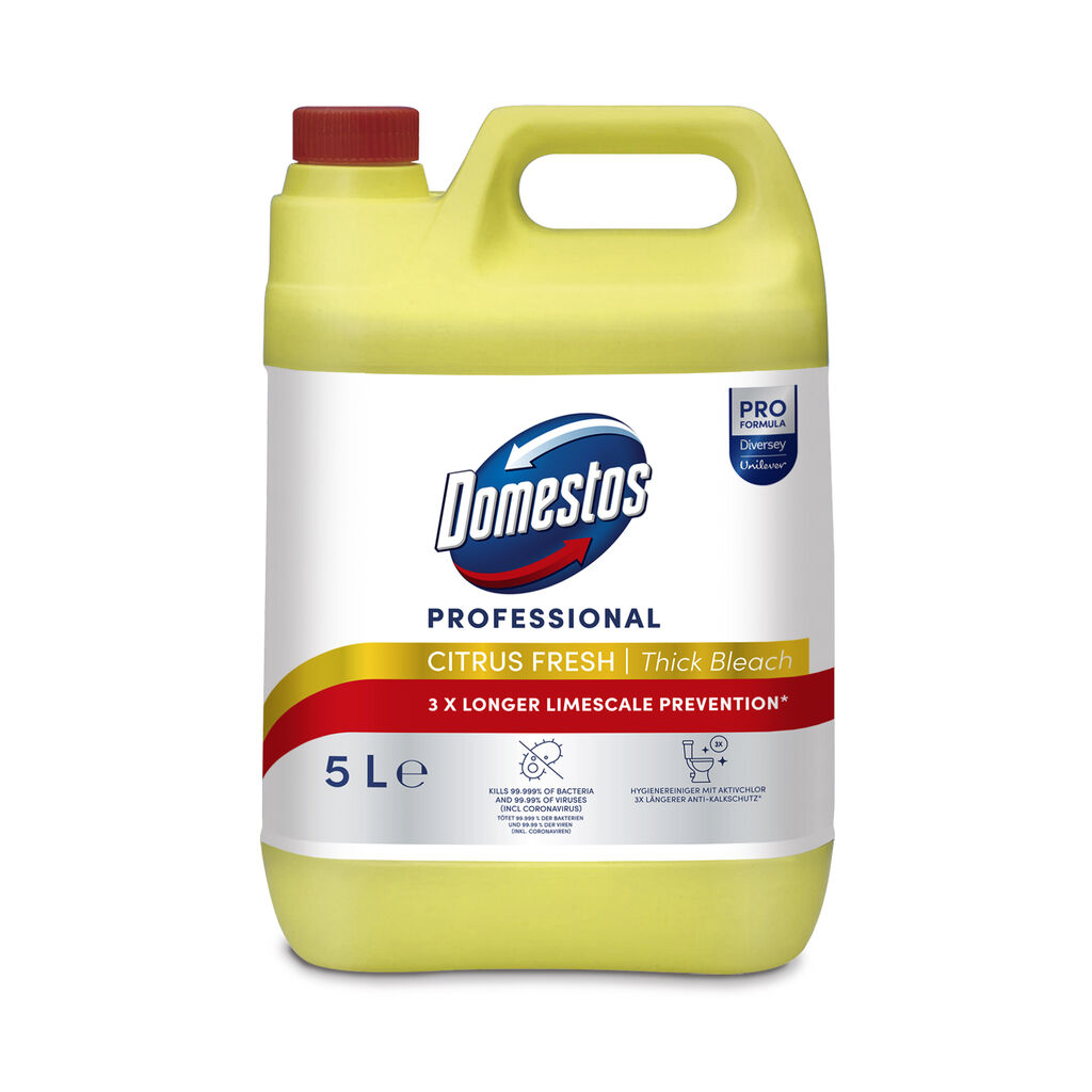 Domestos Pro Formula Citrus Fresh 2x5L - Disinfectant bleach with 3x longer limescale prevention*
