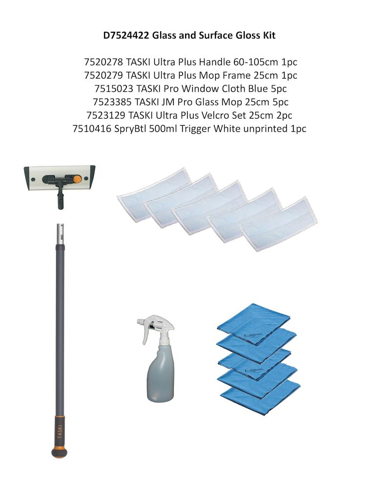 Glass and Surface Gloss Kit 5pc - Kit for cleaning glass and other hard surfaces