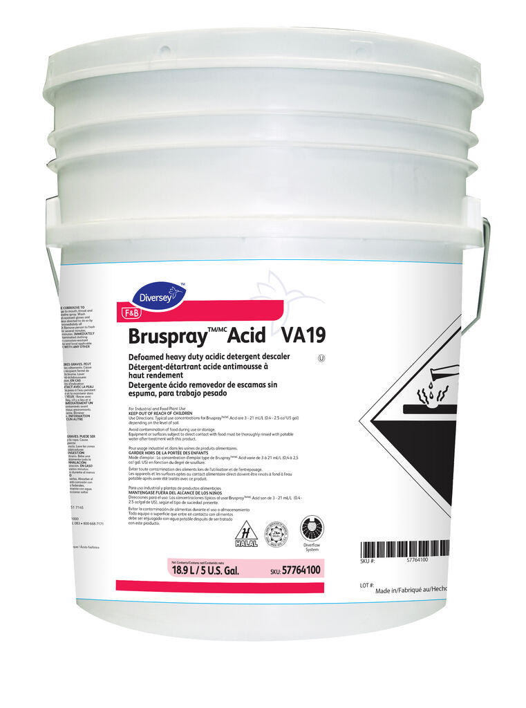 Bruspray Acid VA19, 5gal - Détartrant acide détergent lourd sans mousse
