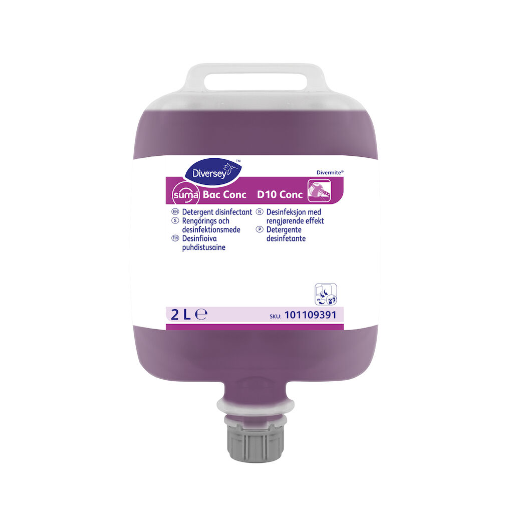 Suma Bac conc D10 Conc 2x2L - Super concentrated detergent disinfectant in recyclable pouches