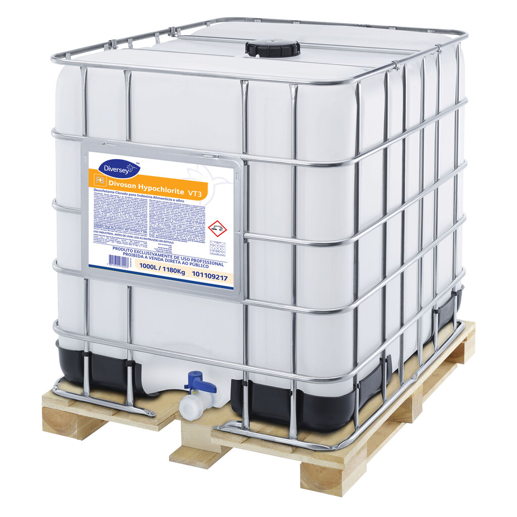 DIVOSAN HYPOCHLORITE VT3 1000L - DESINFETANTE CLORADO PARA INDÚSTRIA ALIMENTÍCIA E AFINS