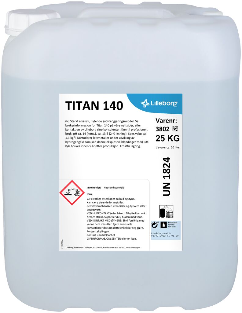 TITAN 140 25kg - Sterkt alkalisk grovrengjøringsmiddel