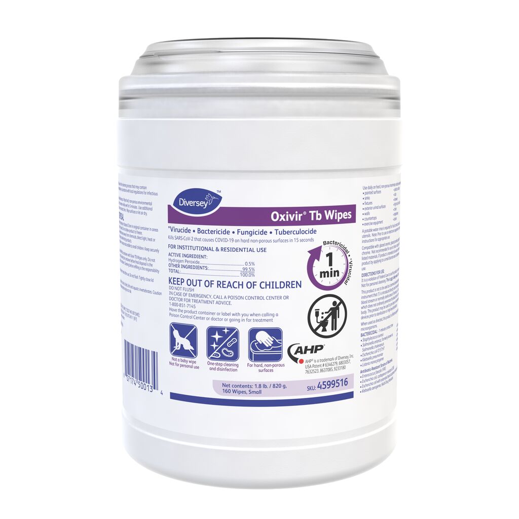 Oxivir® Tb Wipes 12x160ea - Toallas limpiadoras desinfectantes de un solo paso, base peróxido de hidrógeno acelerado (AHP)